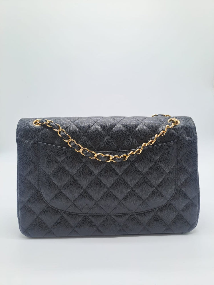 Chanel classic jumbo black caviar seri 24