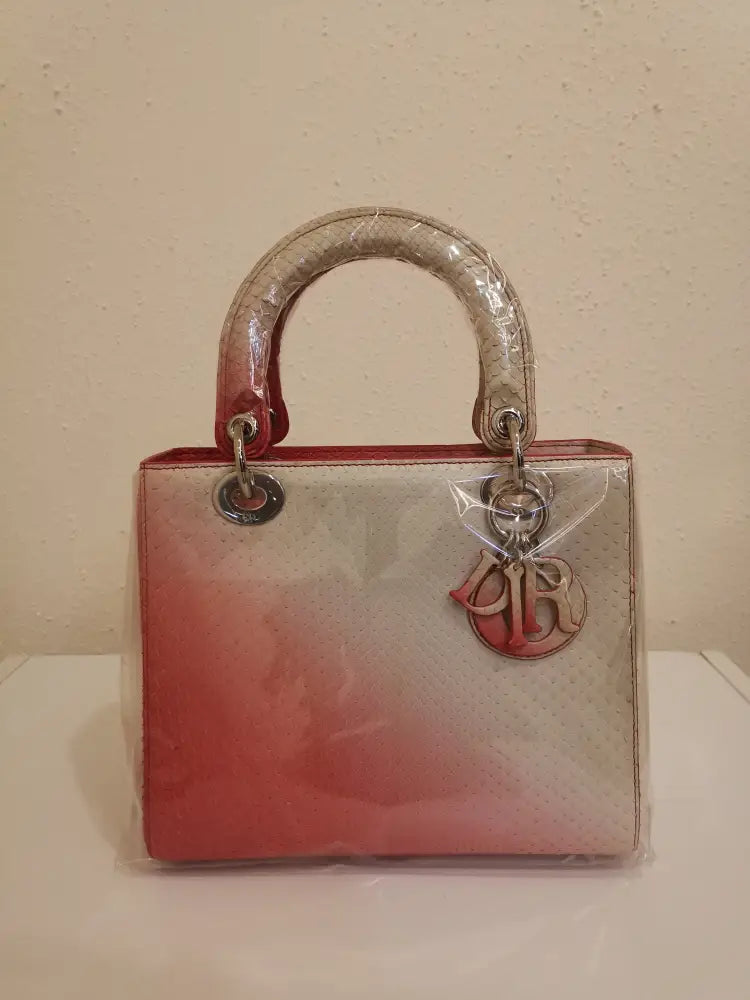 Dior Python Ombre Pink / Broken White With Special Wide Strap Shw (2013) Handbag