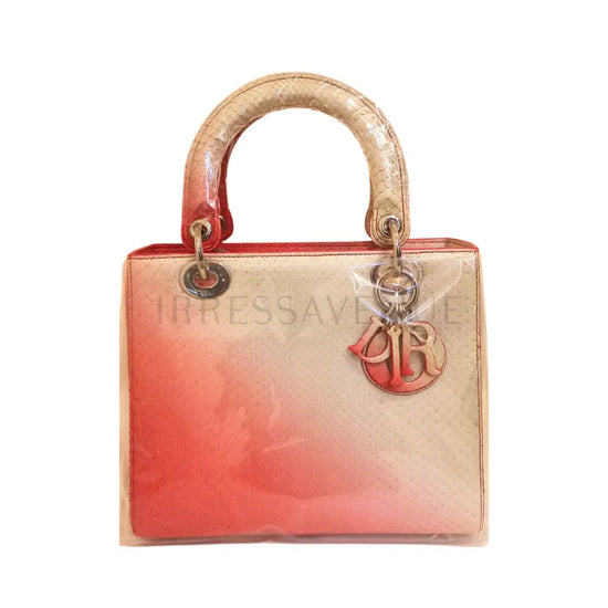 Dior Python Ombre Pink / Broken White With Special Wide Strap Shw (2013) Handbag