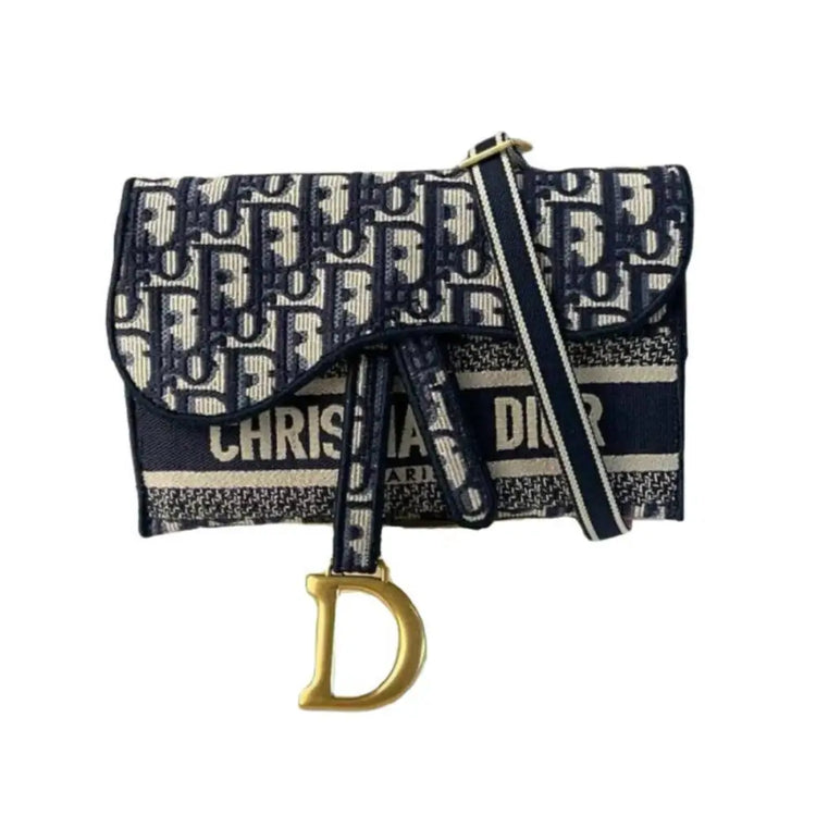 Dior Saddle Slim Pouch Oblique Navy 2020 Crossbody Bag