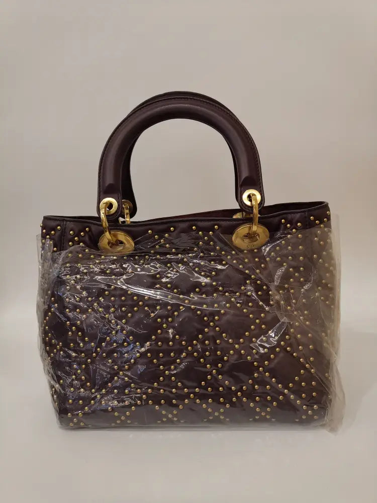 Dior Sypple Lady Cannage Studded Medium Leather Handbag