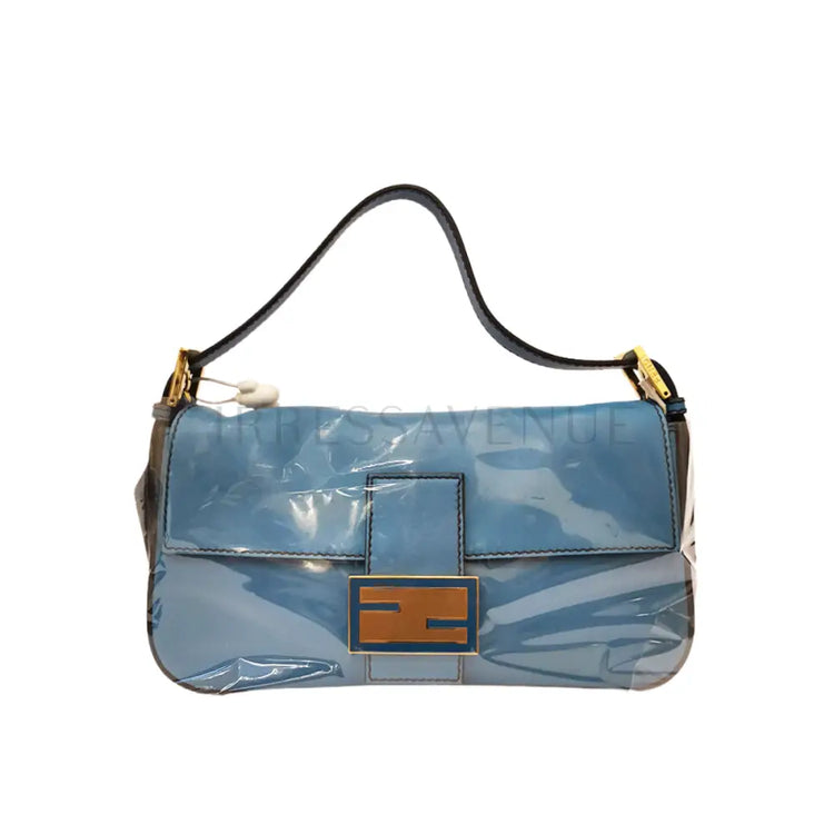 Fendi Baguette Blue Leather Ghw 2013 Shoulder Bag