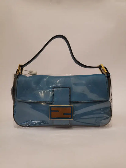 Fendi Baguette Blue Leather Ghw 2013 Shoulder Bag