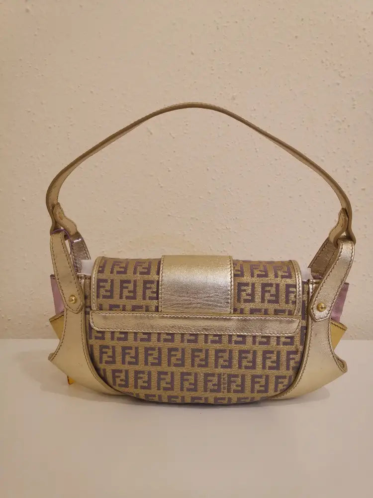 Fendi Borsa Tuc Gold / Silver Purple Shoulder Bag