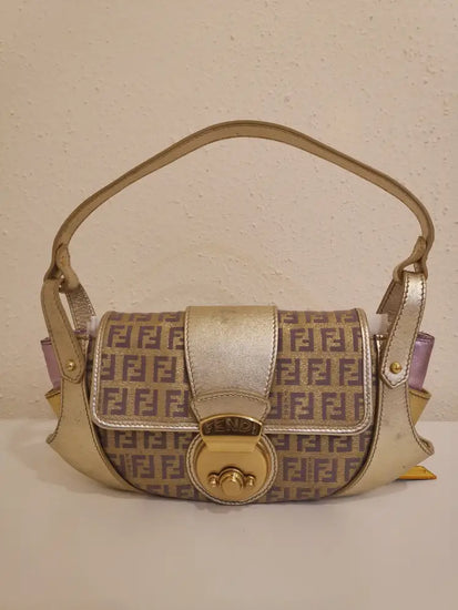 Fendi Borsa Tuc Gold / Silver Purple Shoulder Bag