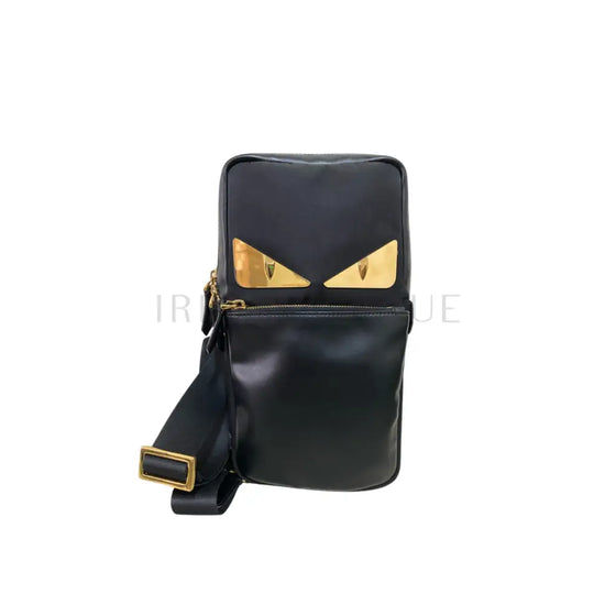 Fendi Metal Eyes Monster One Shoulder Backpack Black