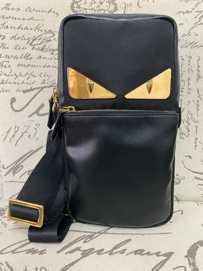 Fendi Metal Eyes Monster One Shoulder Backpack Black