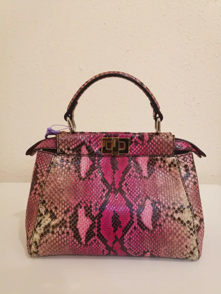 Fendi Mini Python Pink Peekaboo (2019) Handbag