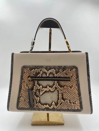 Fendi Runway Leather Python Tote Bag