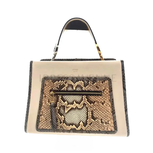 Fendi Runway Leather Python Tote Bag Shoulder