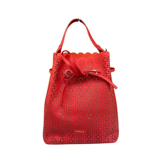 Furla Costanza Drawstring Red Bucket Bag