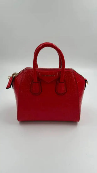 Givency Crocodile Embossed Mini Antigona Red 2019 Handbag