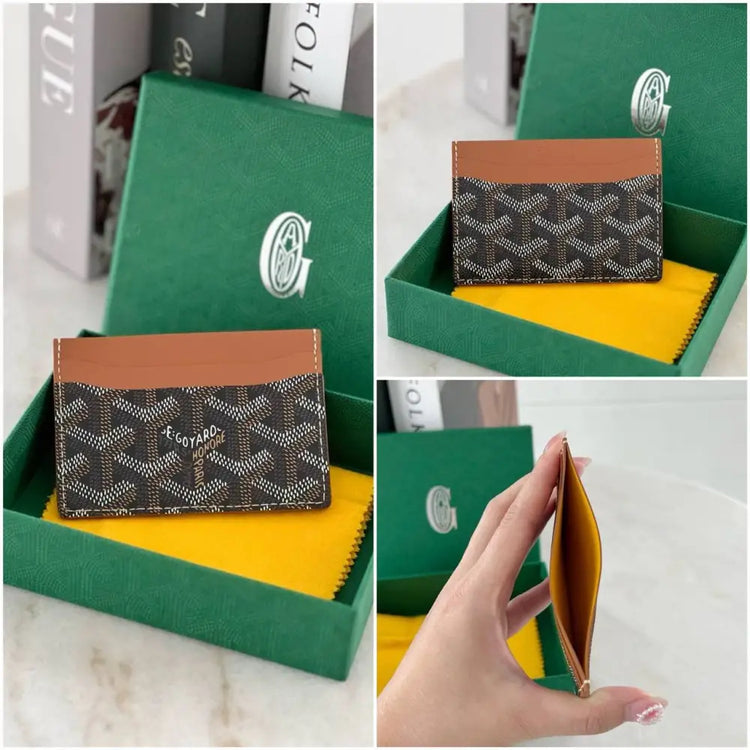 Goyard Card Holder Black Tan Card Holder