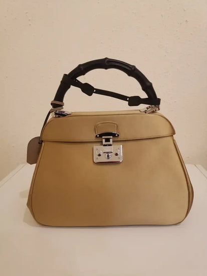 Gucci Borsa Lady Lock Gold Satin Bamboo Handle Handbag