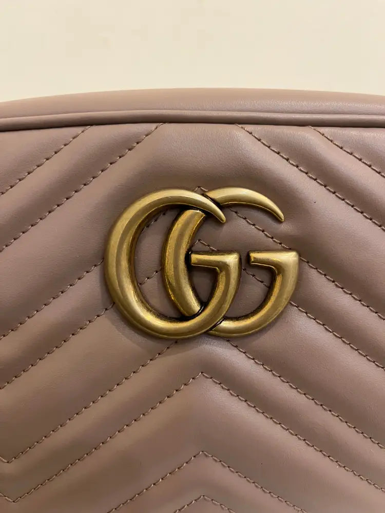 Gucci Gg Marmont Camera Mini Nude Crossbody Bag