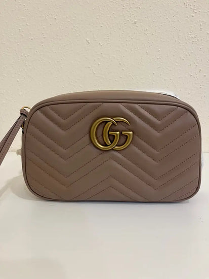 Gucci Gg Marmont Camera Mini Nude Crossbody Bag