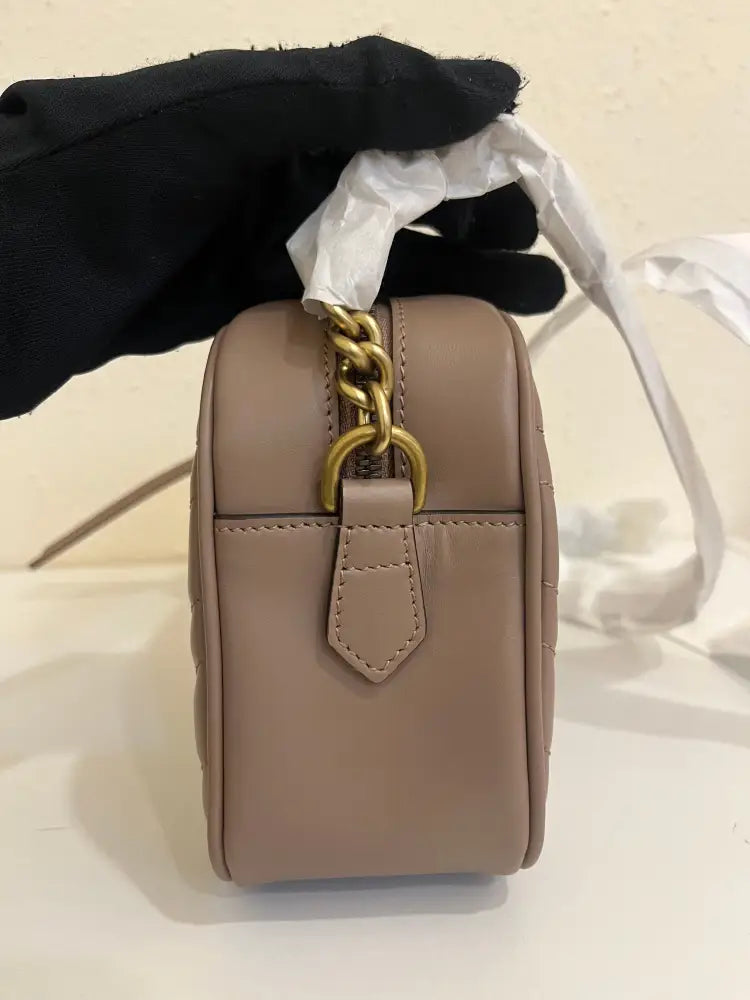 Gucci Gg Marmont Camera Mini Nude Crossbody Bag