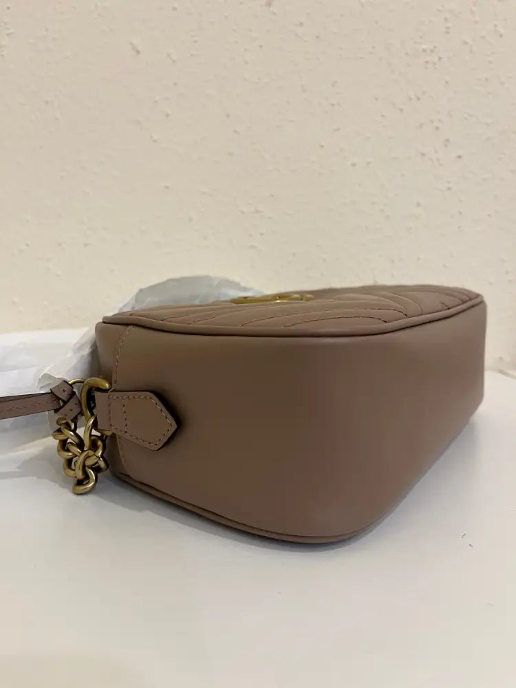 Gucci Gg Marmont Camera Mini Nude Crossbody Bag