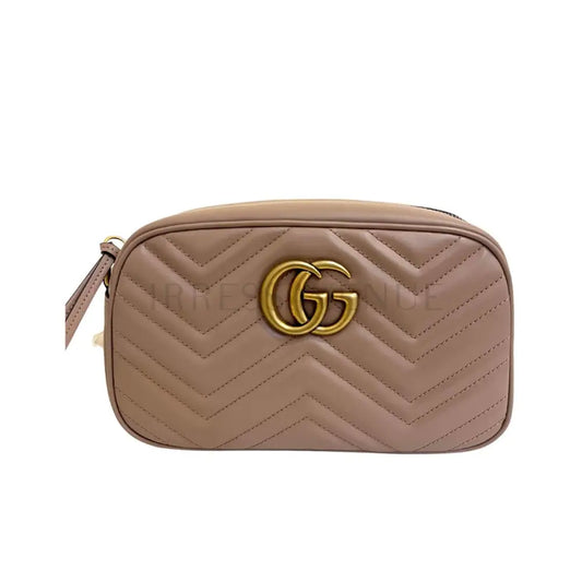 Gucci Gg Marmont Camera Mini Nude Crossbody Bag