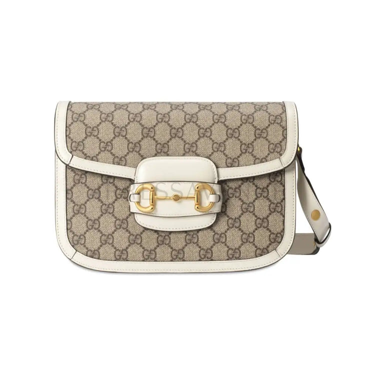 Gucci Horsebit 1955 Canvas White Crossbody Bag