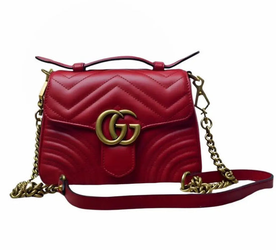 Gucci Marmont Mini Top Handle Red Ghw Crossbody Bag