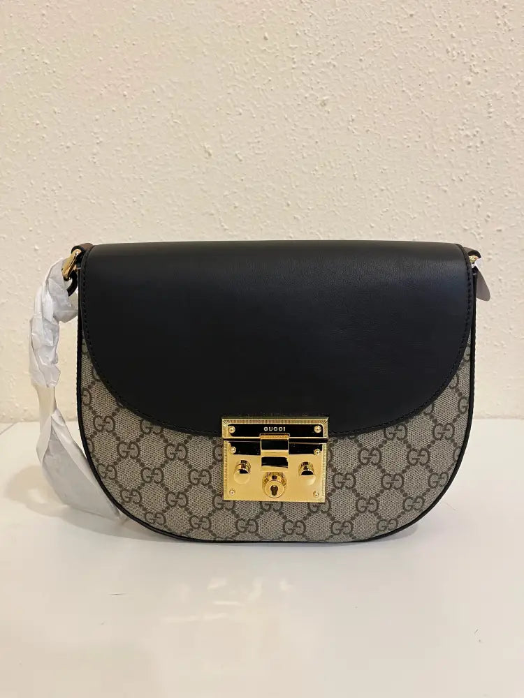 Gucci Padlock Halfmoon Black Crossbody Bag