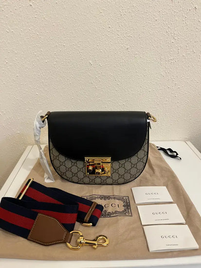 Gucci Padlock Halfmoon Black Crossbody Bag