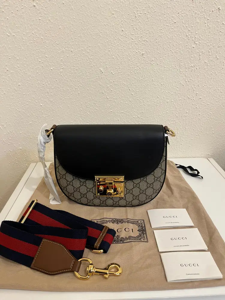 Gucci Padlock Halfmoon Black Crossbody Bag