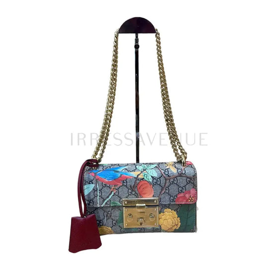 Gucci Padlock Tian Small Multicolor Gg Monogram Canvas Shoulder Bag