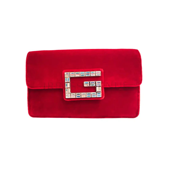 Gucci Red Velvet Swarowski Broadway Ghw (2020) Crossbody Bag