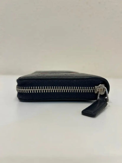 Gucci Web Guccissima Leather Stripe Long Zip Wallet Navy Blue 2018