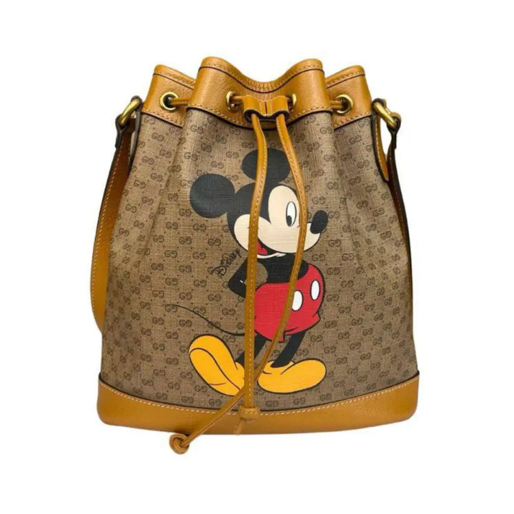 Gucci X Disney Mickey Mouse Bucket Brown Bag