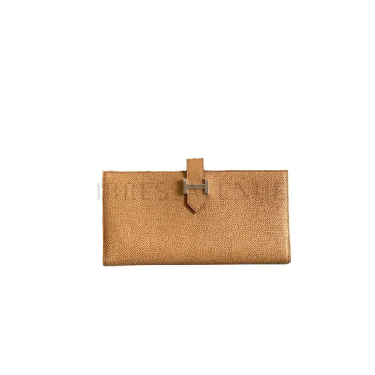 Hermes Bearn Soufflet Verso Chai/Mauve Sylvestre Epsom Leather Phw Stamp U Wallet