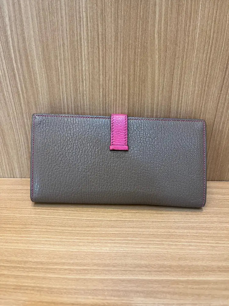 Hermes Bearn Wallet Etoupe Pink Phw Stamp O