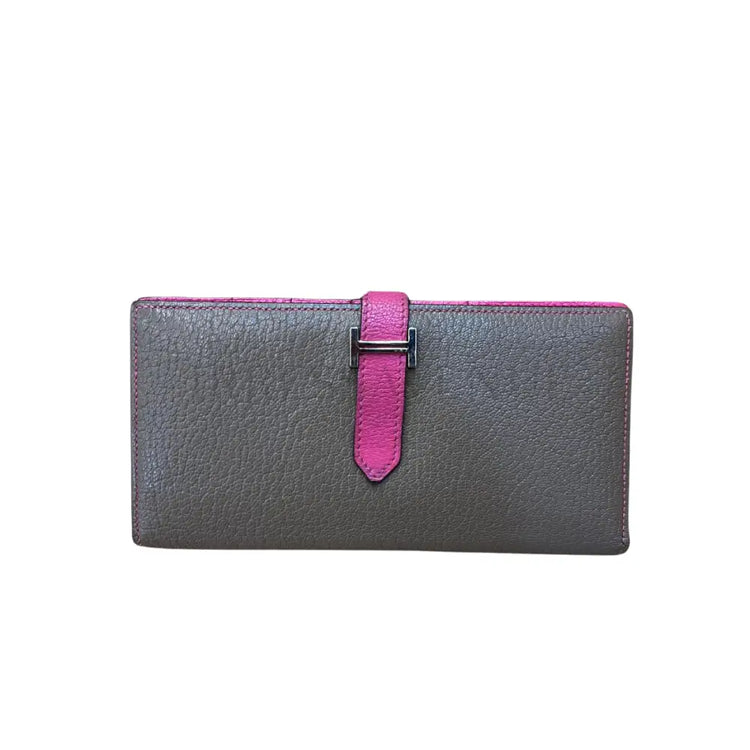 Hermes Bearn Wallet Etoupe Pink Phw Stamp O