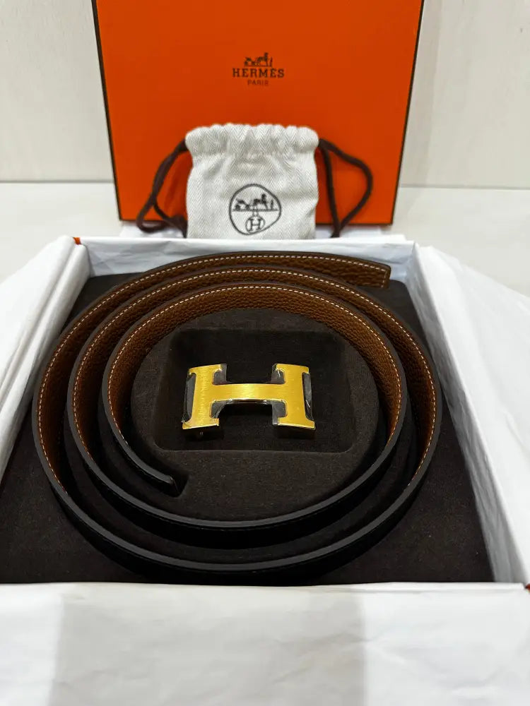 Hermes Belt With Buckle Gold