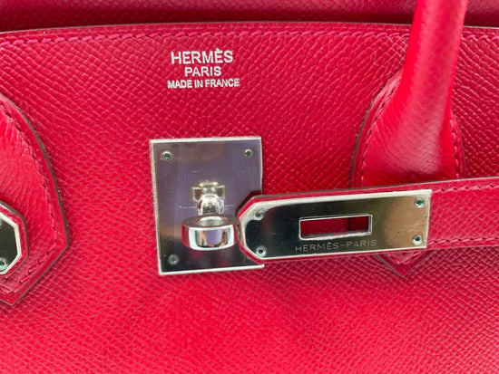 Hermes Birkin 30 Rouge Casaque Epsom Leather Phw Stamp Q Hand Bag