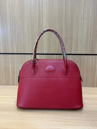 Hermes Bolide Red 2004 Stamp H Satchel Bags