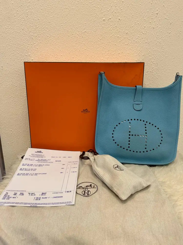 Hermes Evelyn 33 Blue 2017 Crossbody Bag