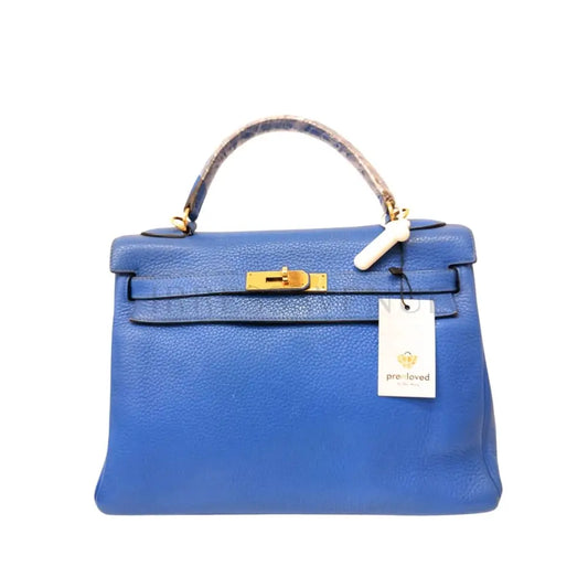 Hermes Kelly Clemens 32 Ghw Blue Lambskin 2012 Handbag