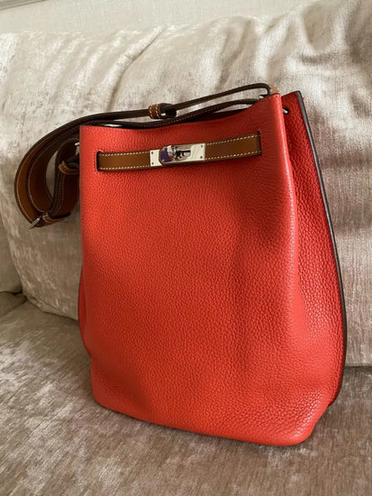 Hermes So Kelly 22 Sanguine Verso Rose Jaipur Clemence Phw #R 2014 Crossbody Bag