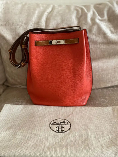 Hermes So Kelly 22 Sanguine Verso Rose Jaipur Clemence Phw #R 2014 Crossbody Bag