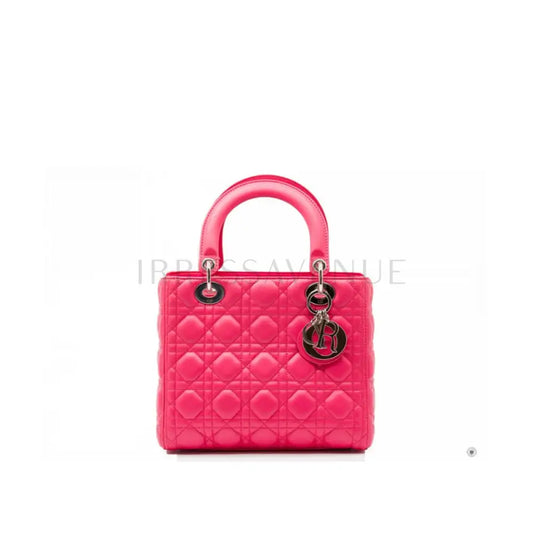 Lady Dior Medium Lambskin Ghw Fuchia 2015