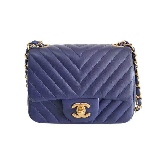 Lambskin Chevron Mini Square Flap Bag Shoulder