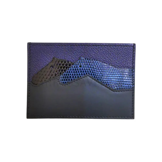 Les Petit Chevaux Lizard Card Holder Bleu Obscur Stamp D (2019) Wallet