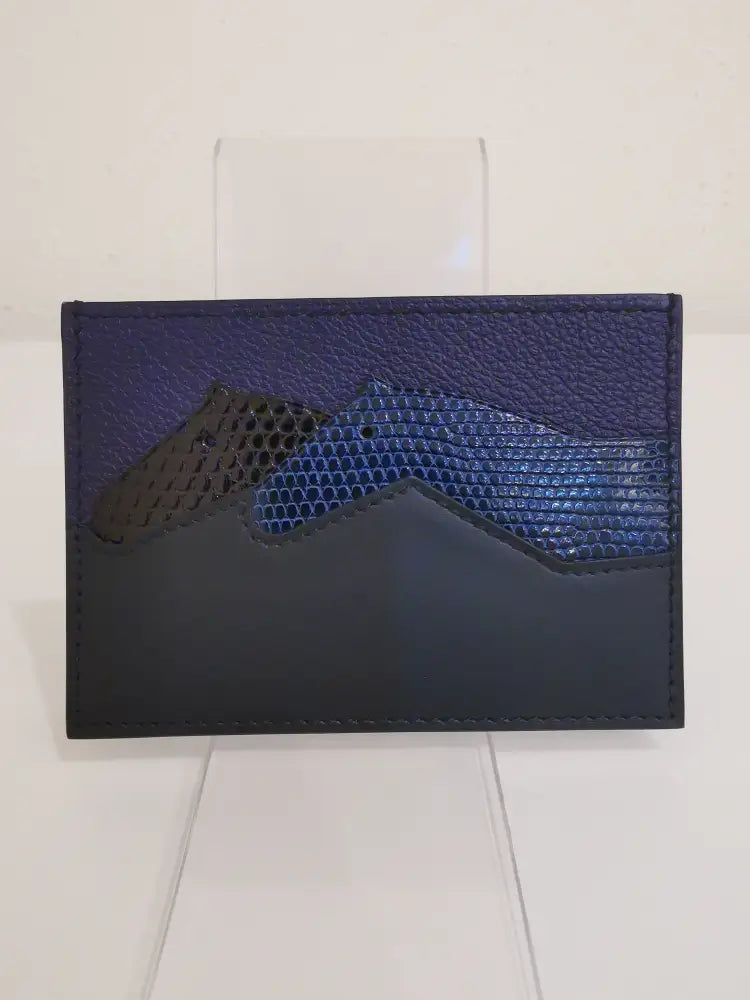 Les Petit Chevaux Lizard Card Holder Bleu Obscur Stamp D (2019) Wallet