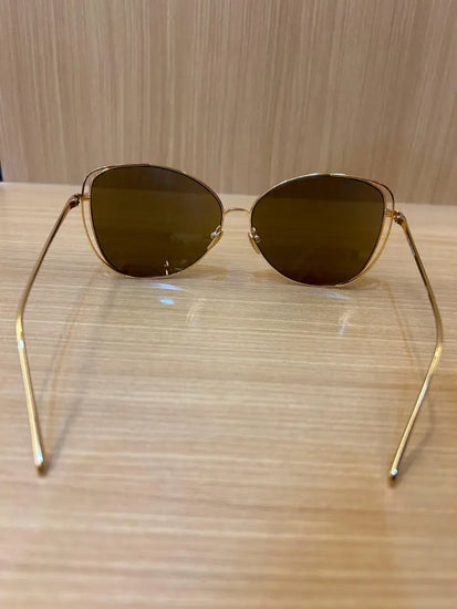 Linda Farrow Dinah Cat Eye Sunglasses In Yellow Gold