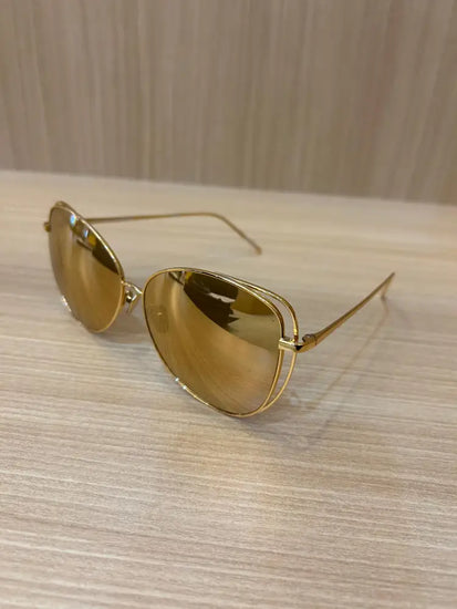 Linda Farrow Dinah Cat Eye Sunglasses In Yellow Gold