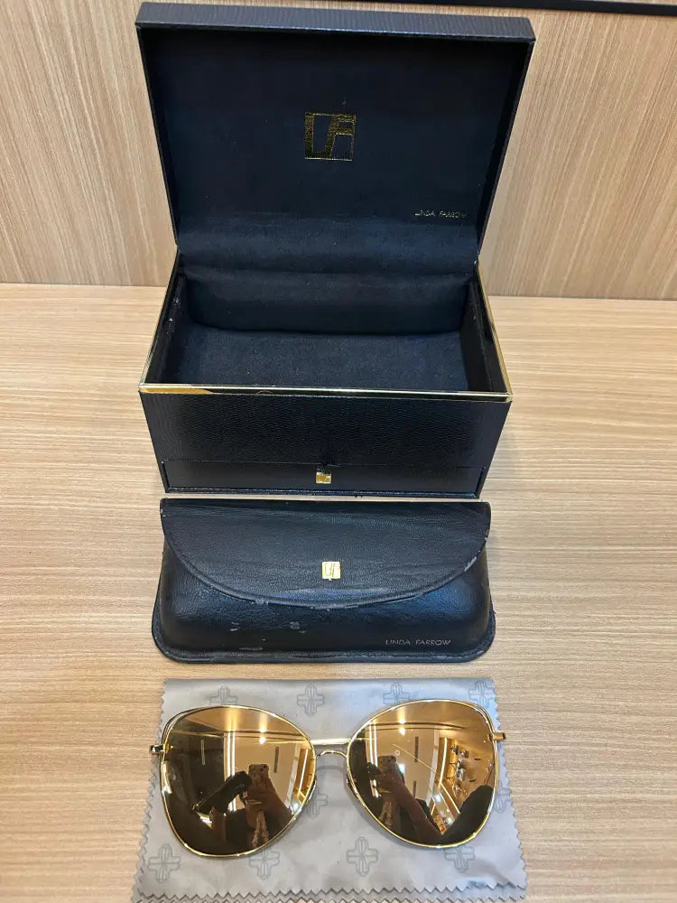 Linda Farrow Dinah Cat Eye Sunglasses In Yellow Gold