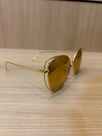 Linda Farrow Dinah Cat Eye Sunglasses In Yellow Gold